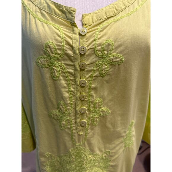 Women’s Soft Surroundings Yellow Embroidered Tunic Top Size 1X - Picture 2 of 7